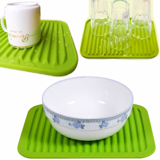 Heat Resistant Silicone Rubber Trivet Mat Counter Mat Custom Logo Dish Drying Mat